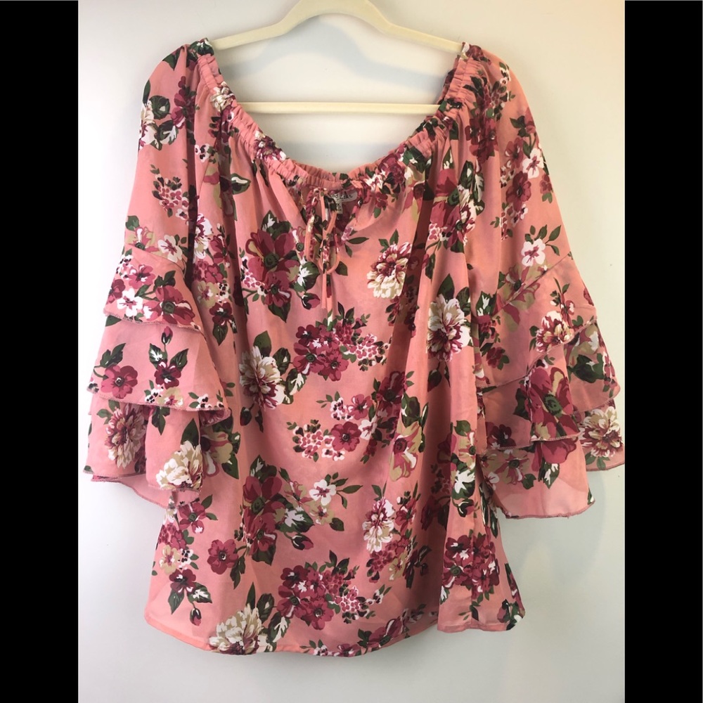 Speed Limit Flower Print Blouse 1X
